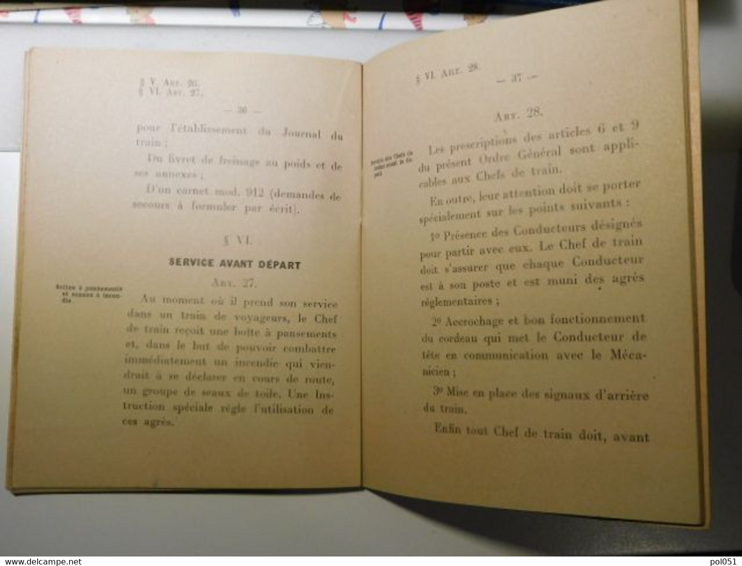 CHEMIN DE FER DE PARIS ORLEANS - ORDRE GENERAL - Le Service Des Conducteurs Et Chefs De Train 3 1924 D'Orléans - Matériel Et Accessoires