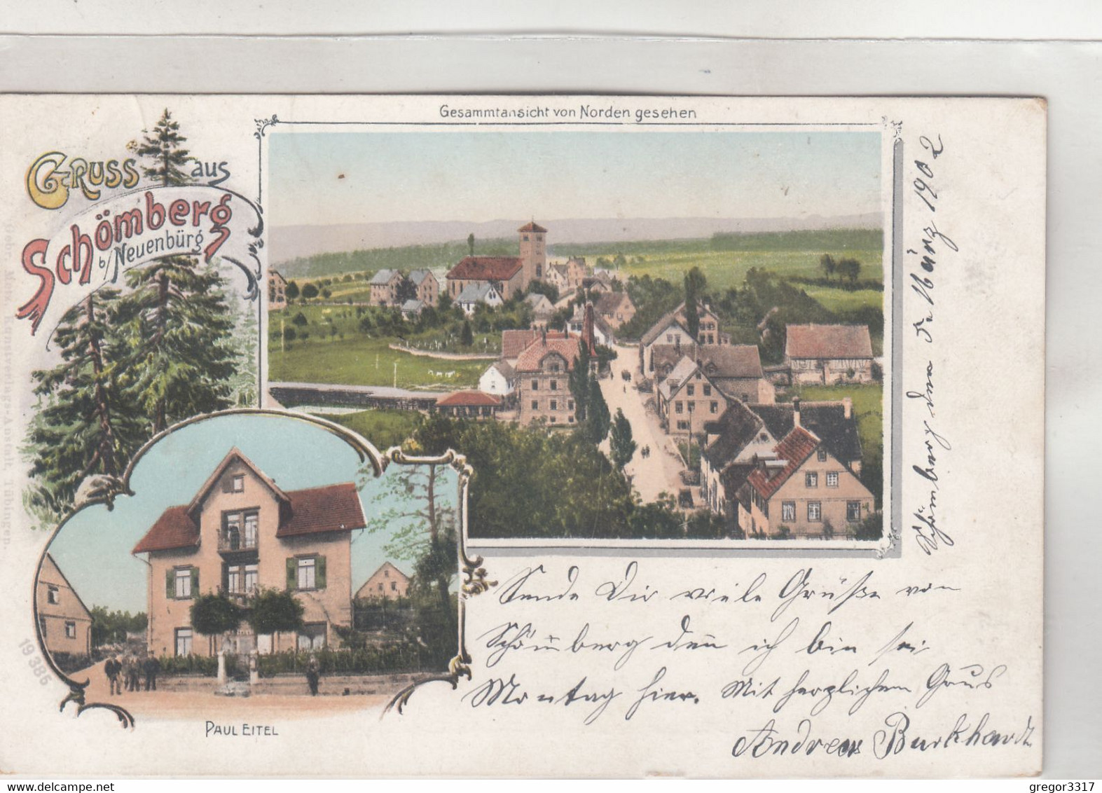 A3296) GRUSS Aus SCHÖMBERG - B. Neuenbürg - Tolle ZWEIBILD LITHO Paul Eitel U. Von Norden 5.3.1902 - Schömberg