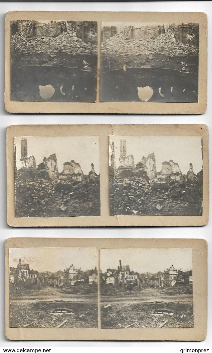 PHOTO Stéréoscopique ( 13x 6 Cms ) WW1 YPRES 1916  N°504-507-508-510-511-512-513   7 Documents Un Peu Défraichis - Stereoscopic