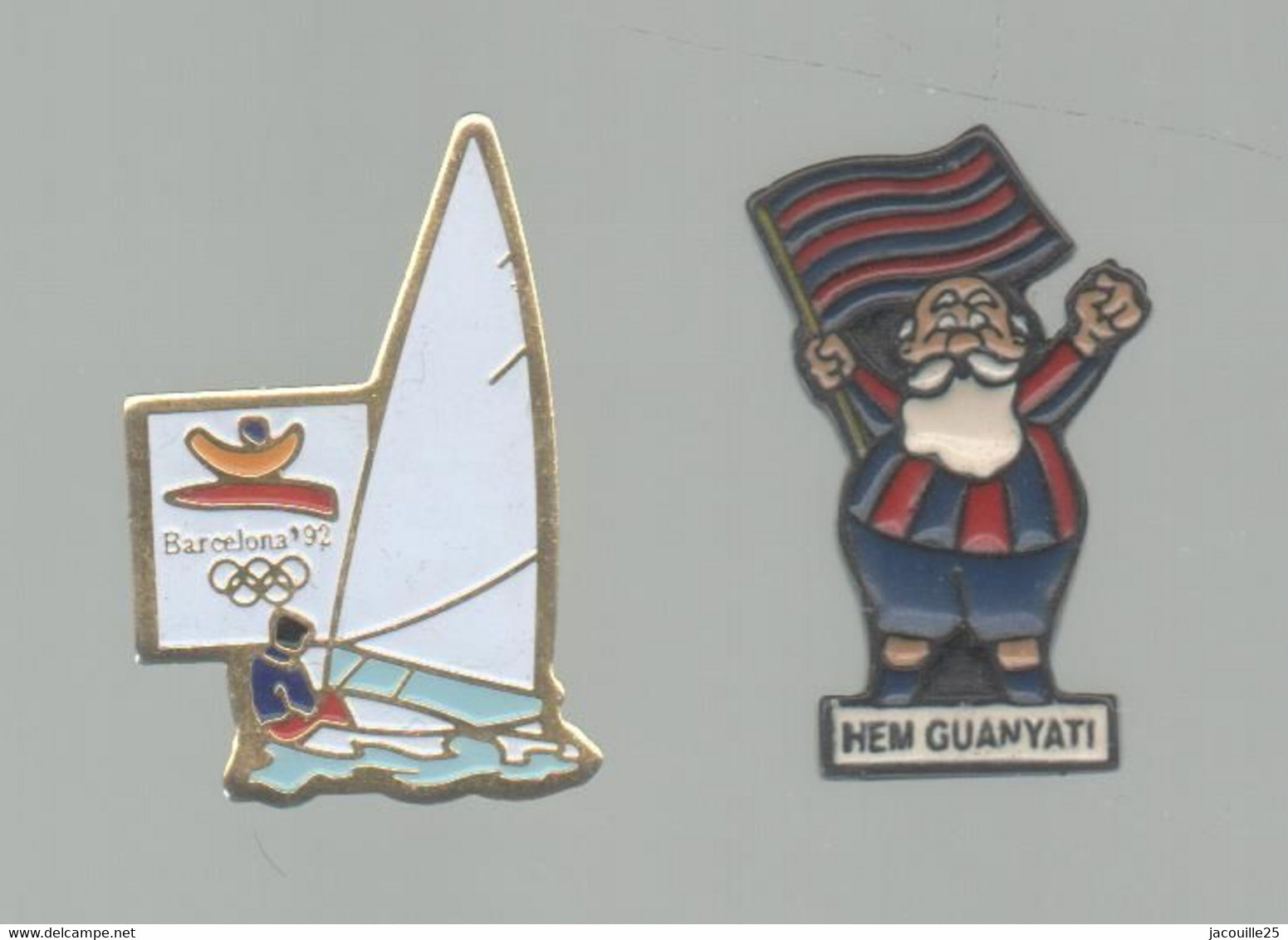 PINS PIN'S VOILE 486 JO BARCELONA 1992 JEUX OLYMPIQUES BARCELONE 92  FOOT BARCA HEM GUANYATI LOT 2 PINS - Natation