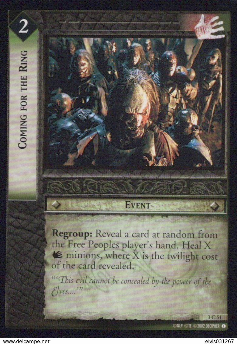 Vintage The Lord Of The Rings: #2 Coming For The Ring - EN - 2001-2004 - Mint Condition - Trading Card Game - Lord Of The Rings