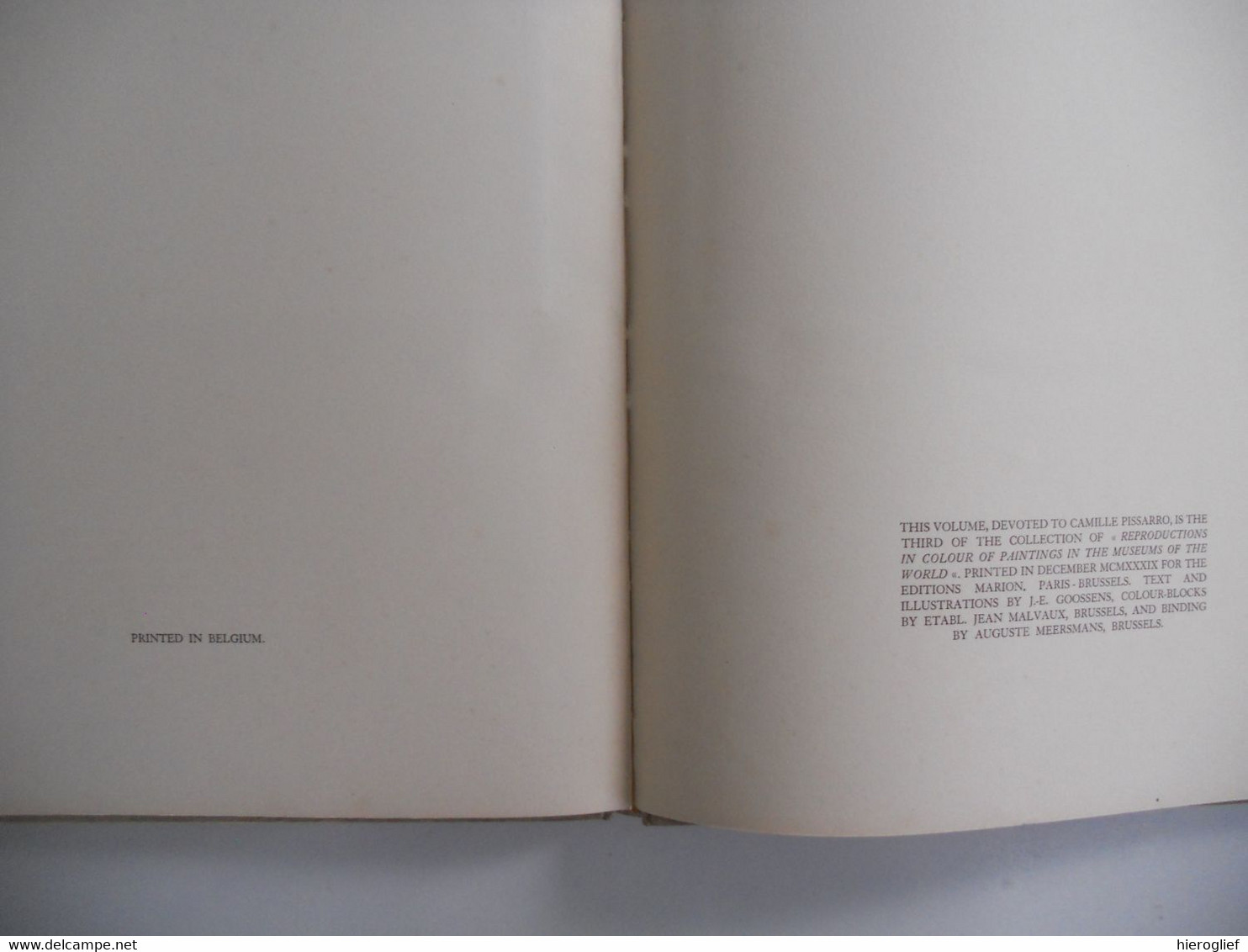 CAMILLE PISSARO at the musée du Louvre by John Rewald 1939 THE MARION PRESS PARIS BRUSSELS