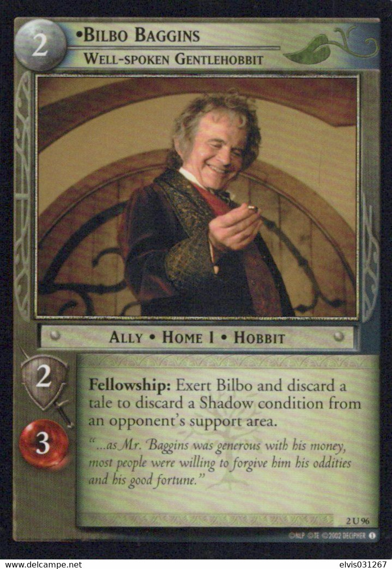 Vintage The Lord Of The Rings: #2 Bilbo Baggins Well-spoken Gentlehobbit -2001-2004 - Mint Condition - Trading Card Game - El Señor De Los Anillos