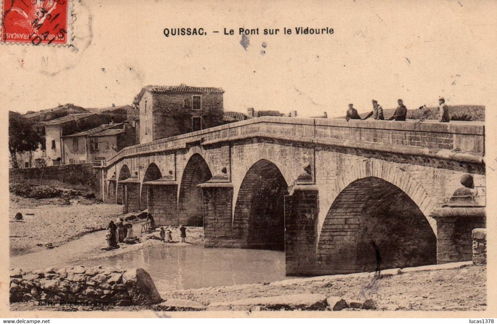30 / QUISSAC / LE PONT SUR LE VIDOURIE / RARE CARTE GLACEE 1910 - Quissac