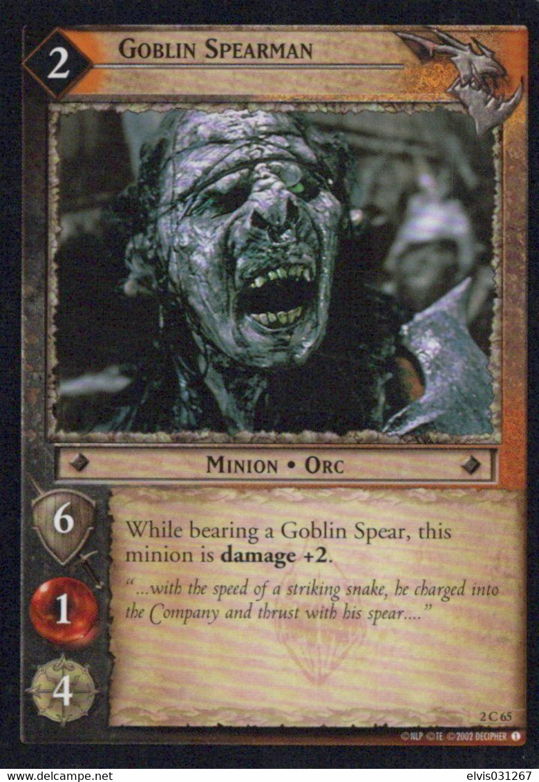 Vintage The Lord Of The Rings: #2 Goblin Spearman - EN - 2001-2004 - Mint Condition - Trading Card Game - Herr Der Ringe