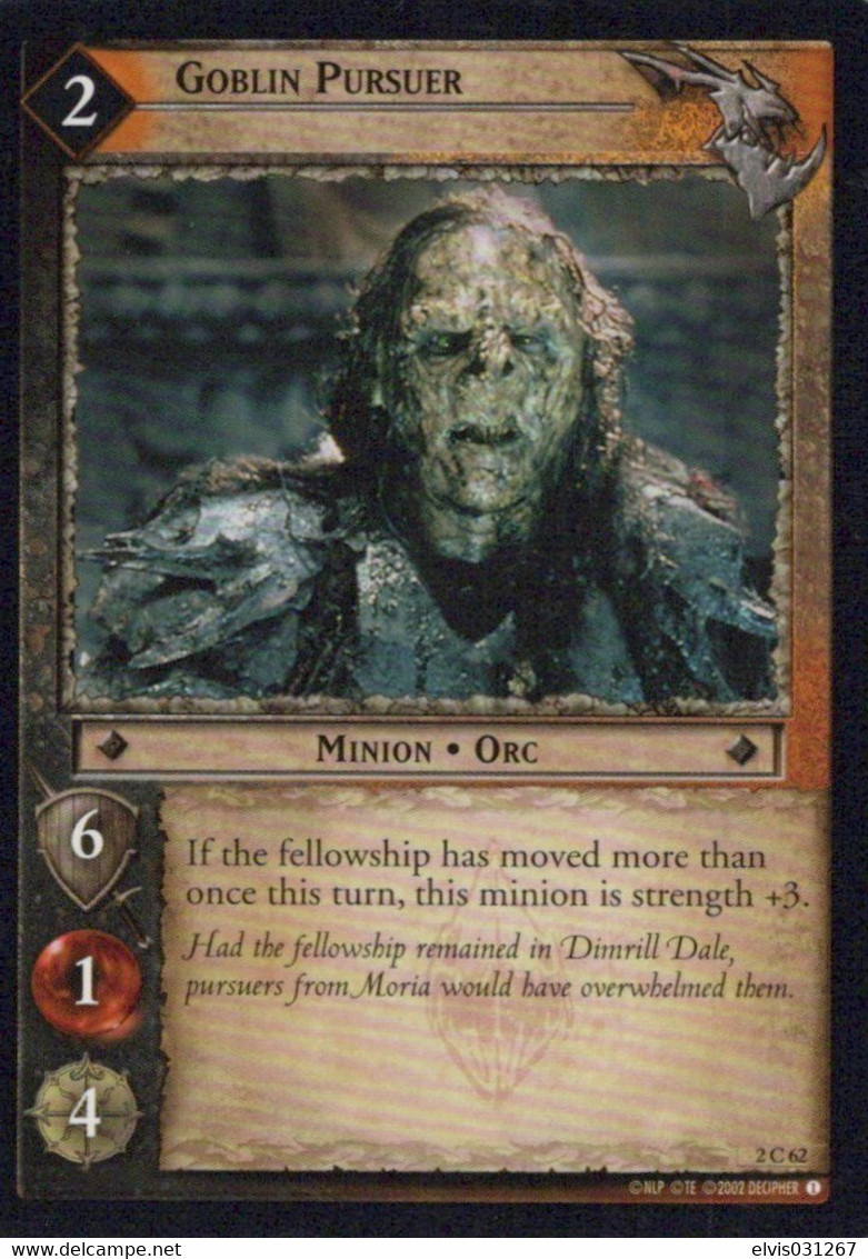 Vintage The Lord Of The Rings: #2 Goblin Pursuer - EN - 2001-2004 - Mint Condition - Trading Card Game - El Señor De Los Anillos