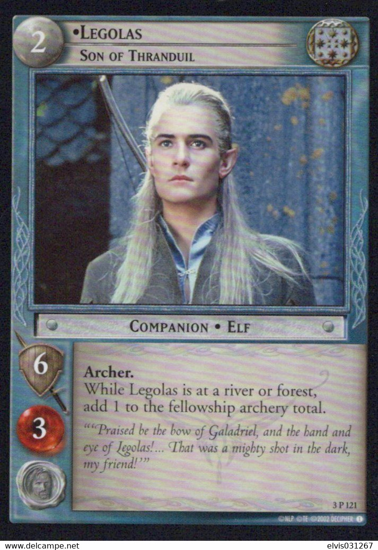 Vintage The Lord Of The Rings: #2 Legolas Son Of Thranduil - EN - 2001-2004 - Mint Condition - Trading Card Game - Herr Der Ringe