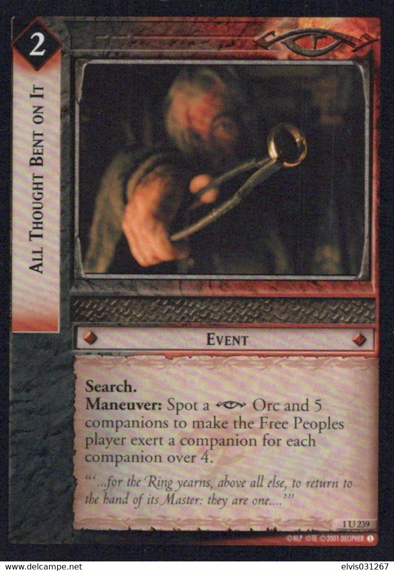 Vintage The Lord Of The Rings: #2 All Thought Bent On It - EN - 2001-2004 - Mint Condition - Trading Card Game - Il Signore Degli Anelli