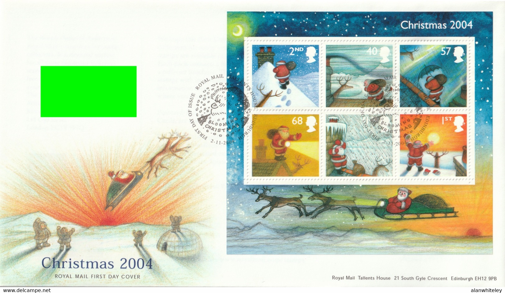 GREAT BRITAIN 2004 Christmas/Father Christmas: Miniature Sheet First Day Cover CANCELLED - 2001-2010 Em. Décimales