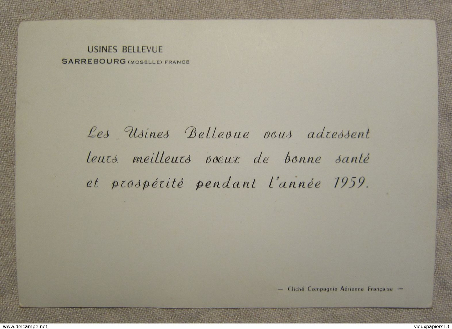 Rare Cpsm Carte Photo 57 Sarrebourg Usines Bellevue Cliché Compagnie Aérienne Française - Voeux 1959 - Sarrebourg