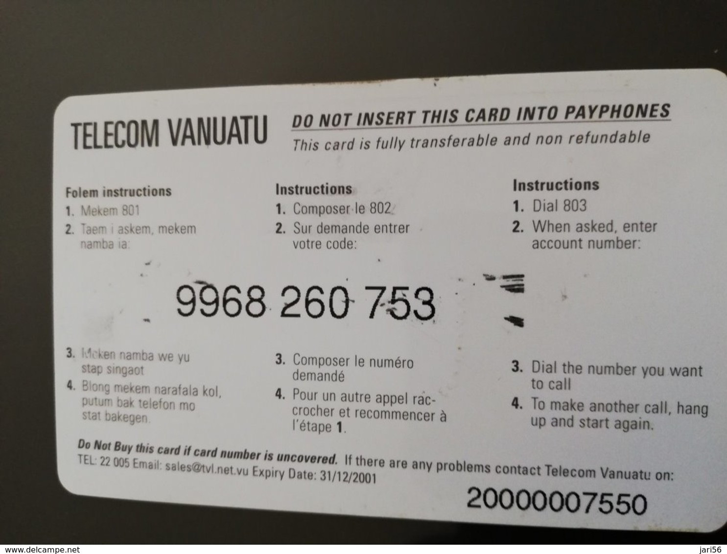 VANUATU 2700 VT  PREPAID   Fine Used    **6435** - Vanuatu