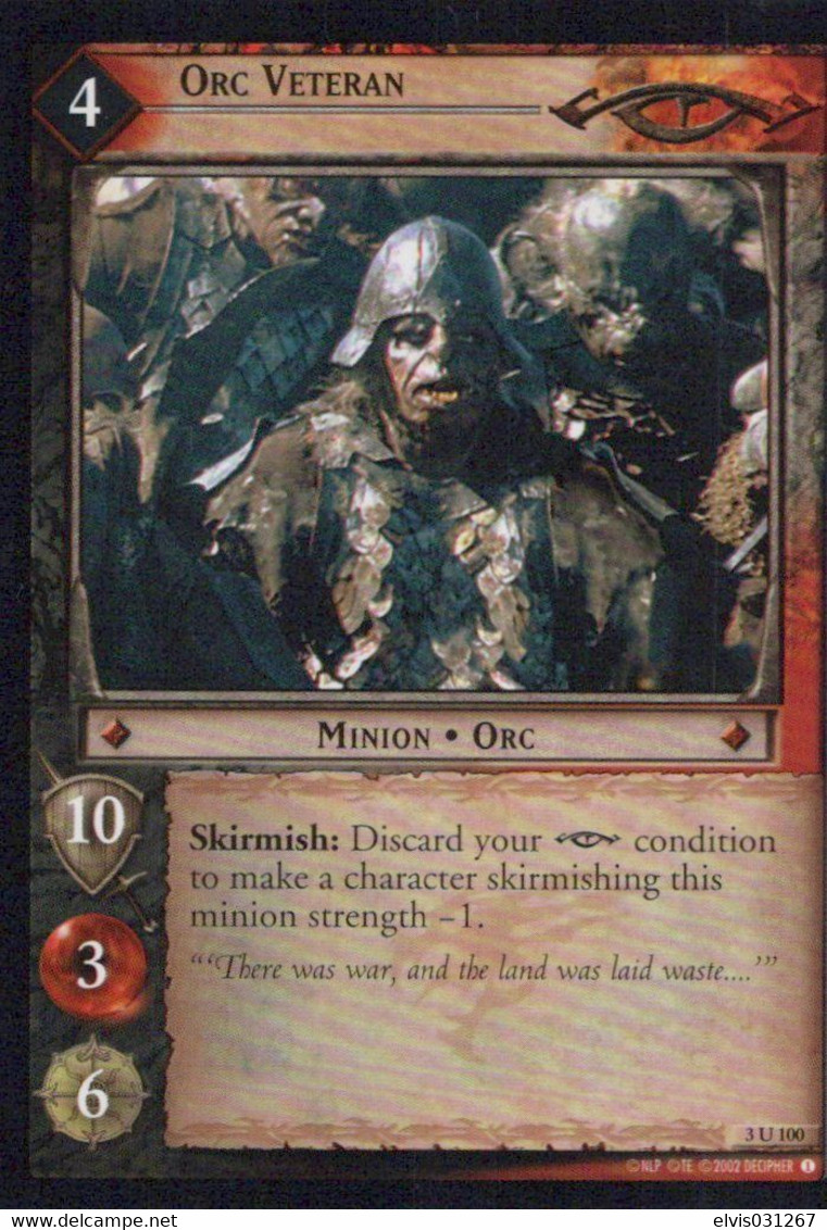 Vintage The Lord Of The Rings: #4 Orc Veteran - EN - 2001-2004 - Mint Condition - Trading Card Game - El Señor De Los Anillos