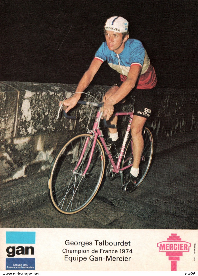 Fiche Cyclisme Georges Talbourdet, Champion De France 1974 - Equipe Van Mercier - Sports