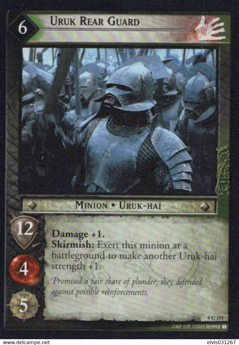 Vintage The Lord Of The Rings: #6 Uruk Rear Guard - EN - 2001-2004 - Mint Condition - Trading Card Game - Il Signore Degli Anelli