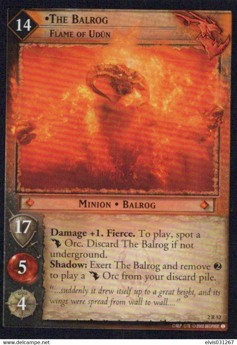 Vintage The Lord Of The Rings: #14 The Balrog Flame Of Udun - EN - 2001-2004 - Mint Condition - Trading Card Game - Lord Of The Rings