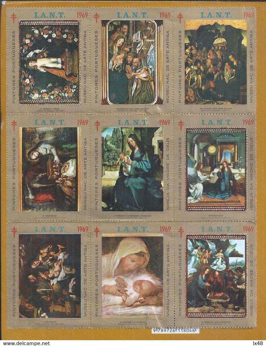 Tuberculosis. 9 Vignettes Of Portuguese Painting From Museum Of Ancient Art, Lisbon. Christmas. Paintings 'Annunciation' - Local Post Stamps