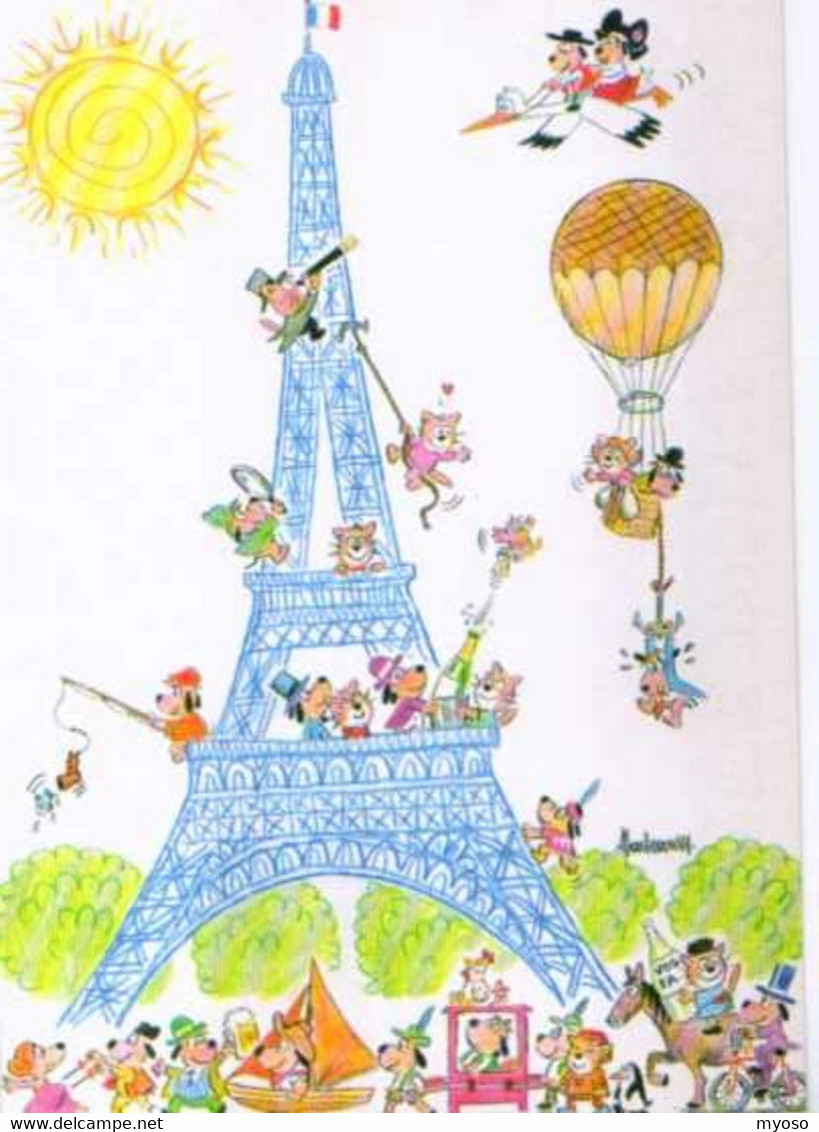 BARBEROUSSE   Centenaire De La Tour Eiffel Levallois Perret 1889 1989, Montgolfiere, Chats - Barberousse