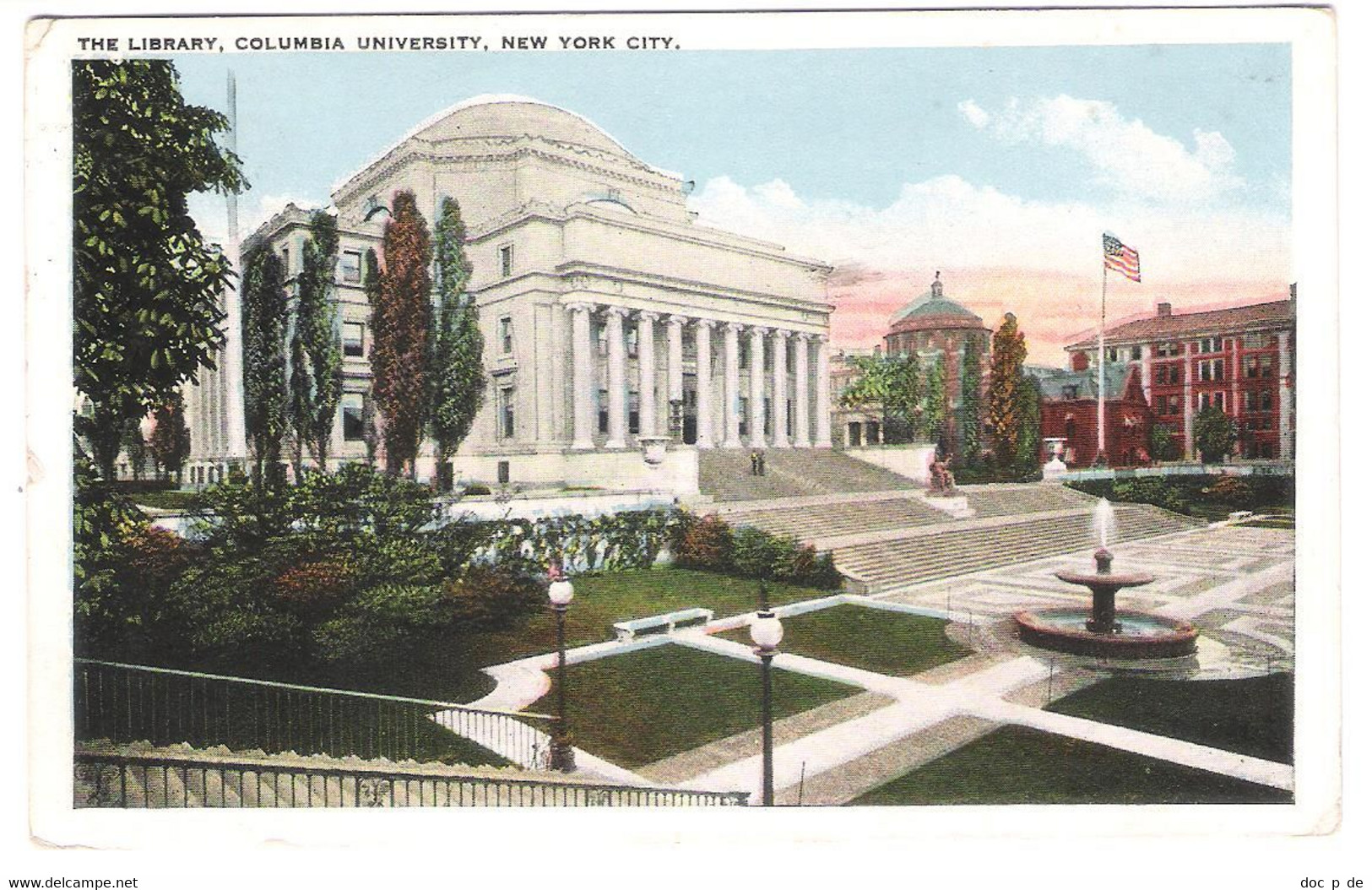 USA - New York City - The Library - Columbia University - Old Card With Stamp - Enseignement, Écoles Et Universités