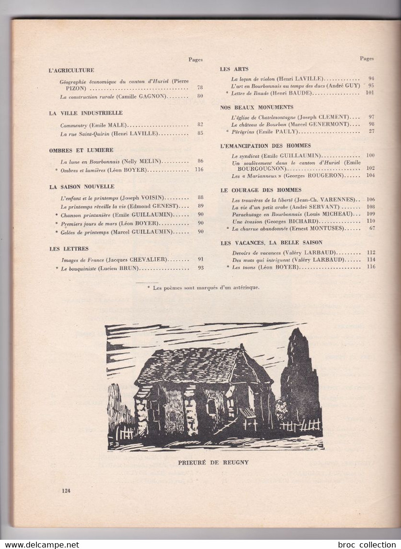 Le Bourbonnais Et Ses écrivains, Henri Gourin, Jean-Charles Varennes, Gravures De Ferdinand Dubreuil, 1958 - Bourbonnais