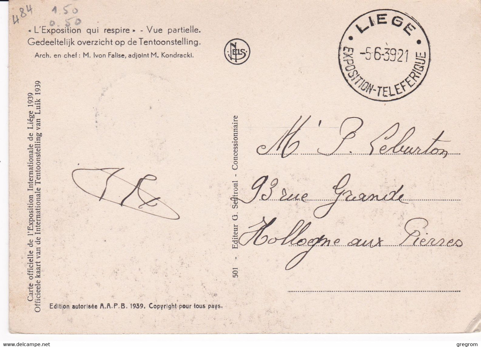 BELGIQUE ( CM ) YT 484  5/6/1939   Liege   Maximum Card  2 Scans - 1934-1951