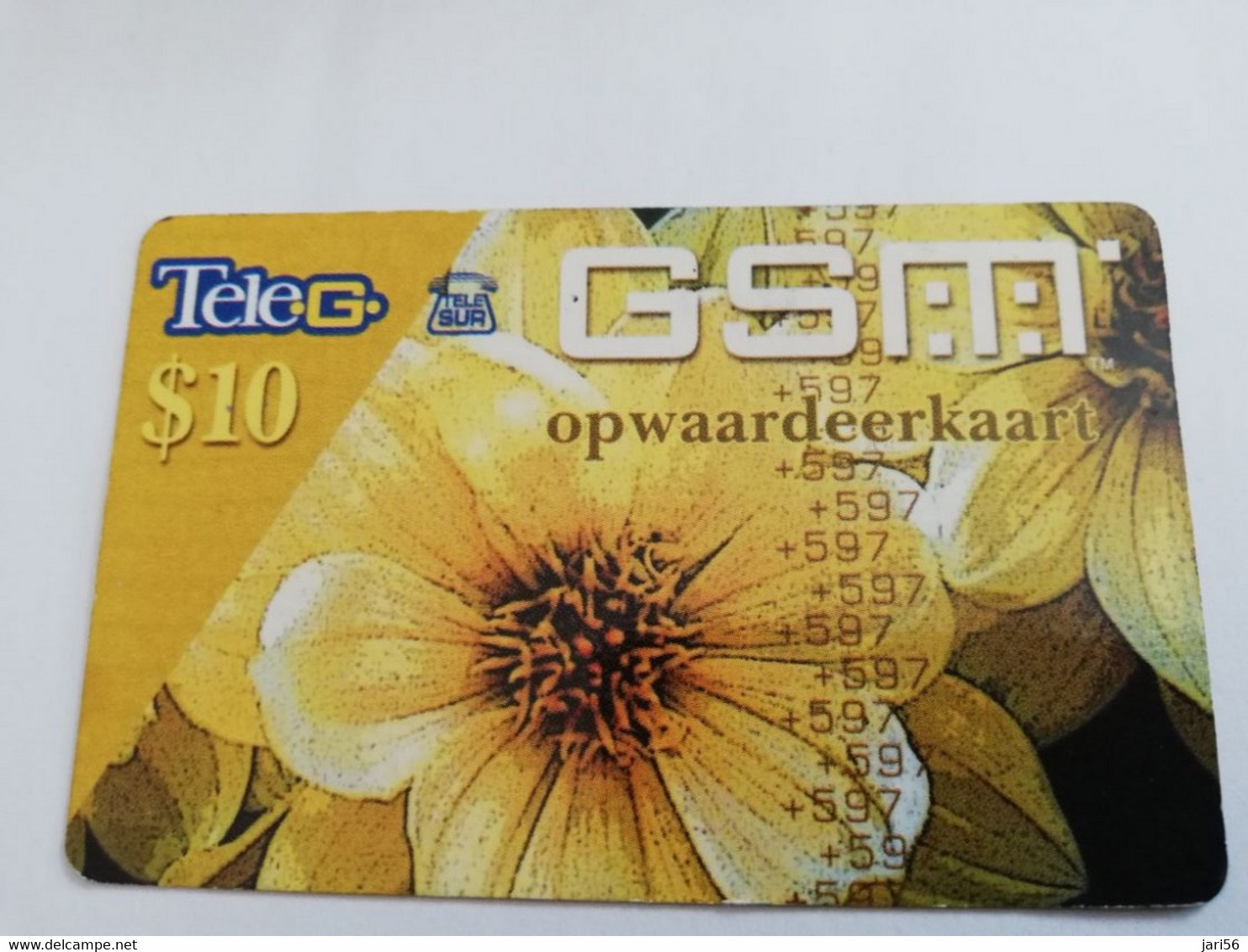 SURINAME US $10 UNIT GSM  PREPAID  FLOWER MOBILE CARD           **6471 ** - Surinam
