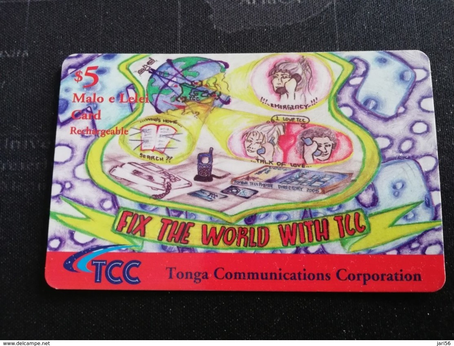 TONGA $ 5,-    Rechargeble  Malo E Lelei Card Fine Used Card  ** 6482** - Tonga