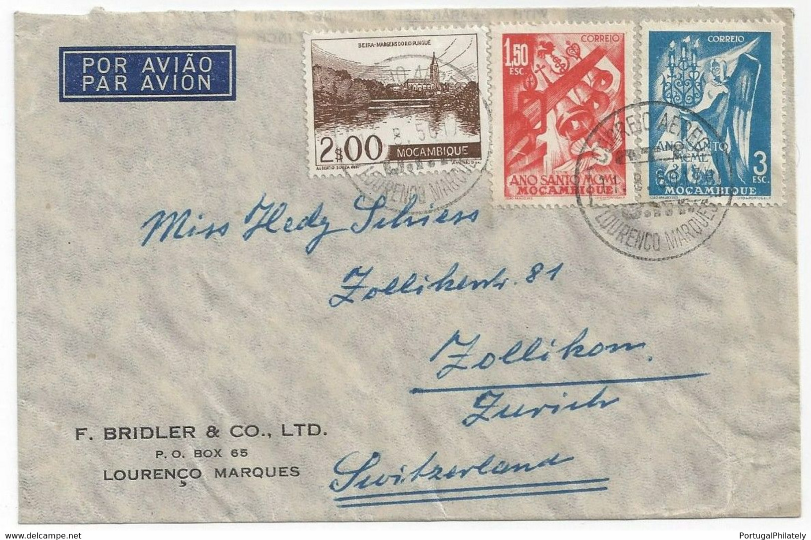 Opportunity: Mozambique Lourenco Marques Airmail Cover To Zurich Switzerland - Portuguese Colonies - Lourenco Marques