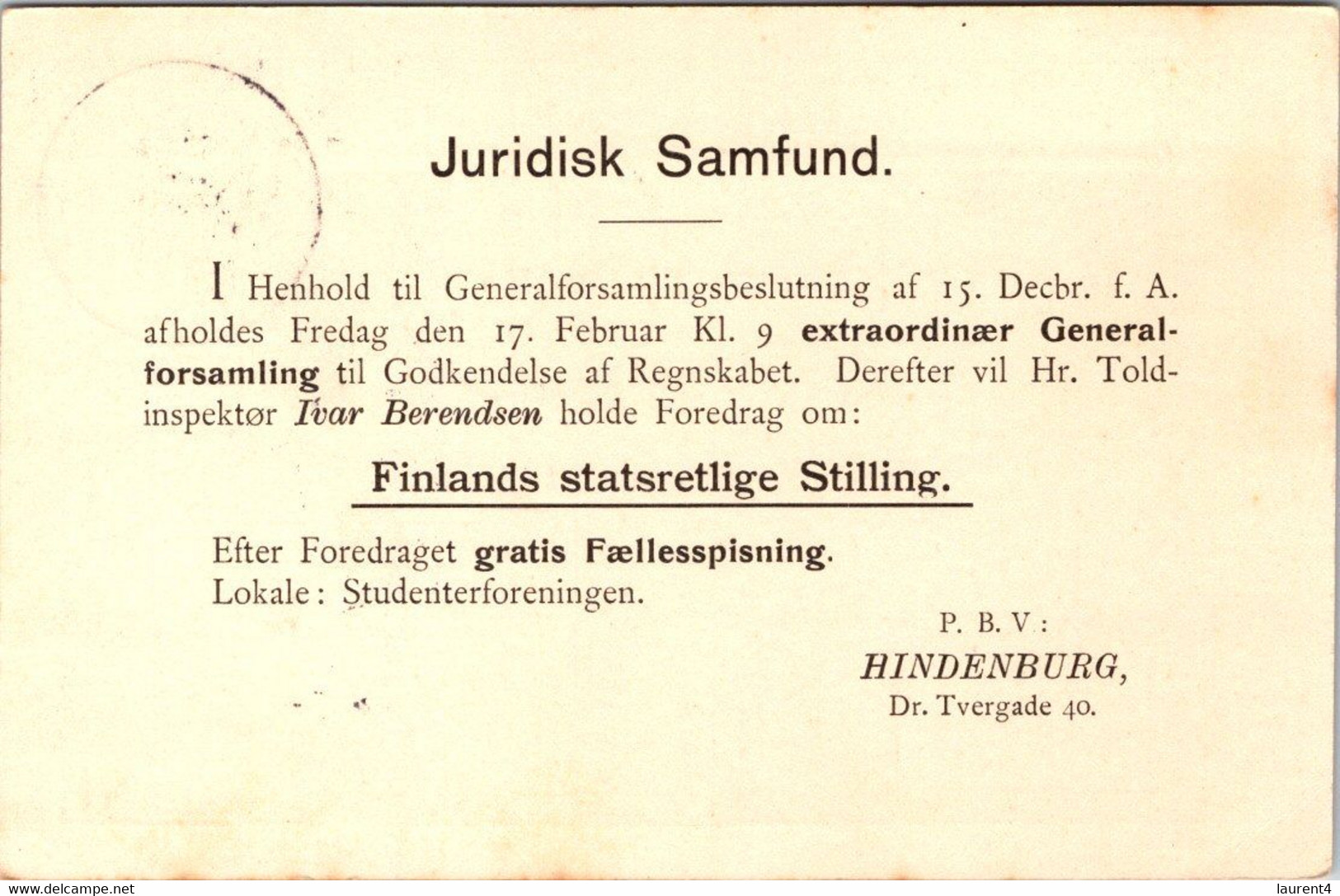 (3 C 10)  Denmark - Posted 1905 ? - BREVKORT - Other & Unclassified