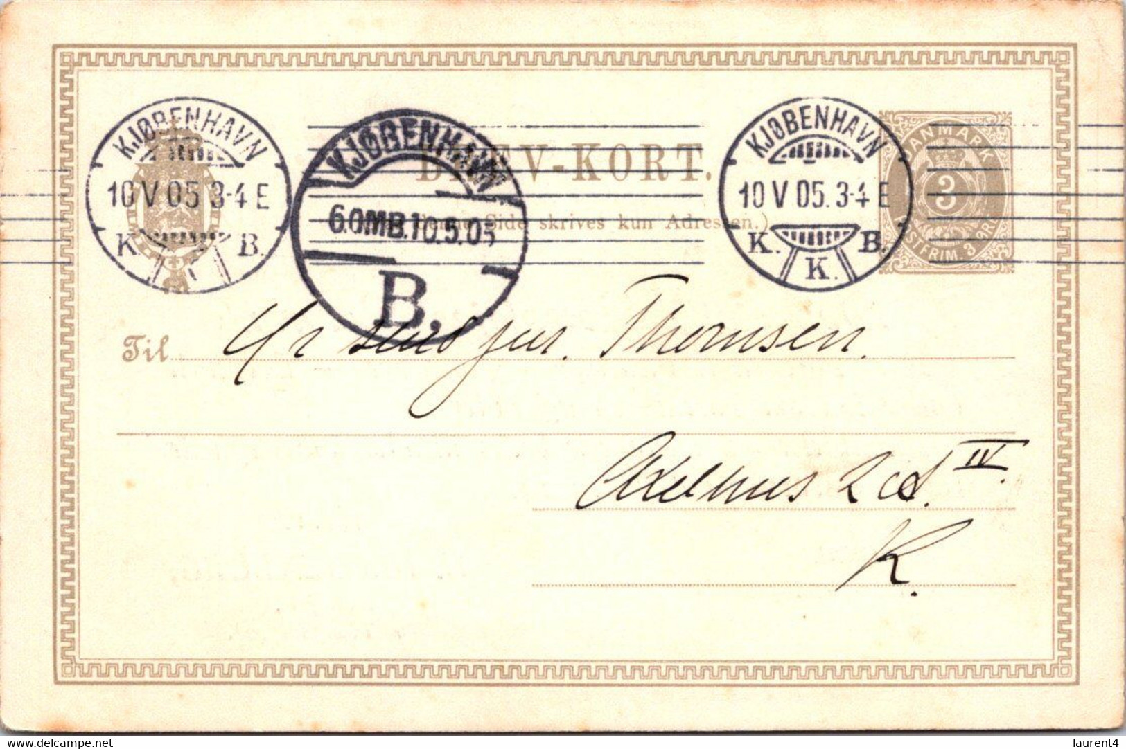 (3 C 10)  Denmark - Posted 1905 - BREVKORT - Other & Unclassified