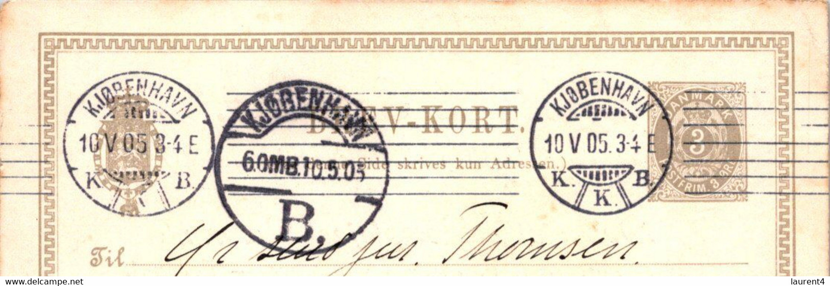 (3 C 10)  Denmark - Posted 1905 - BREVKORT - Sonstige & Ohne Zuordnung