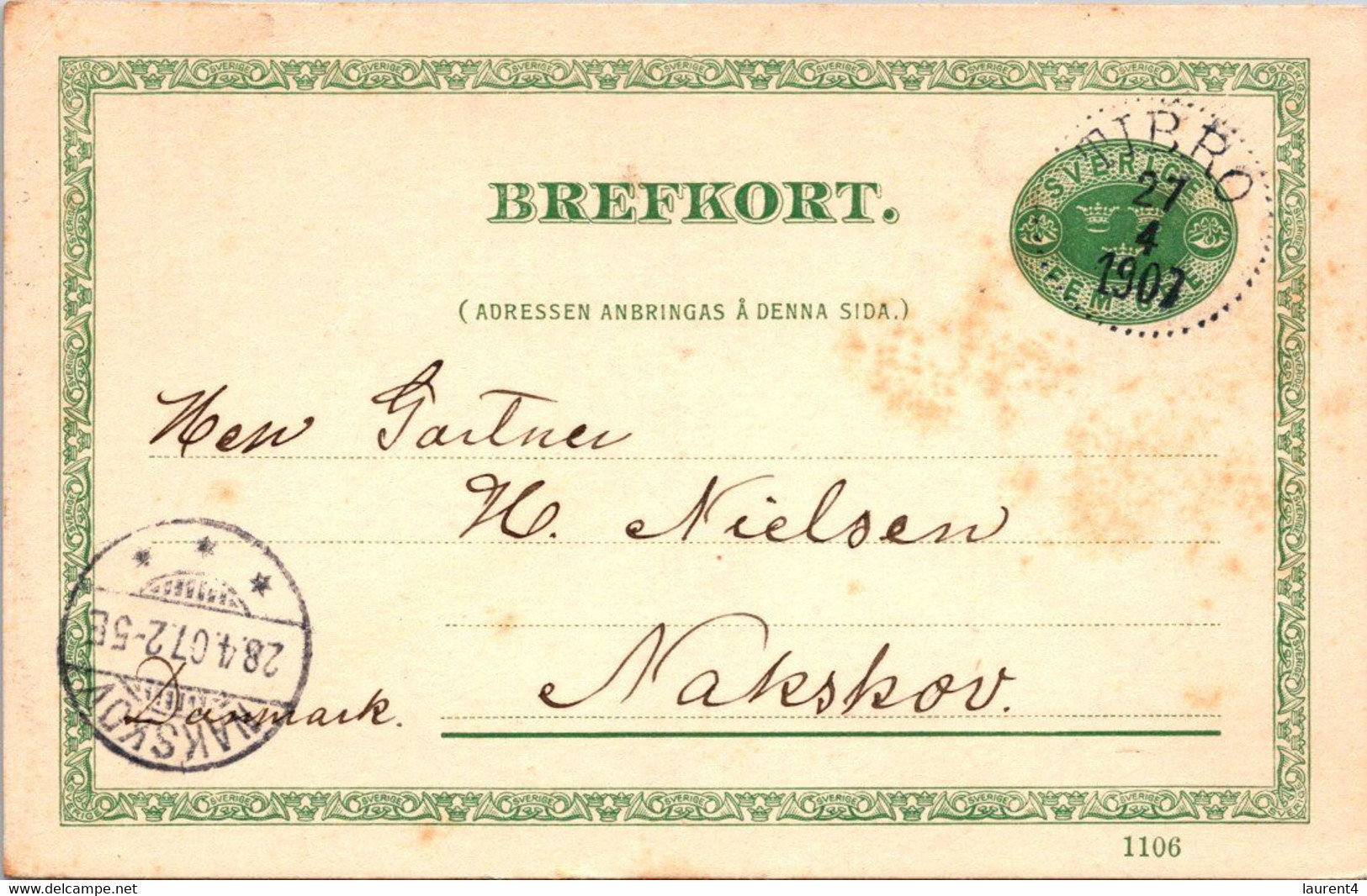(3 C 10)  Denmark - Posted 1907 - BREVKORT - Otros & Sin Clasificación