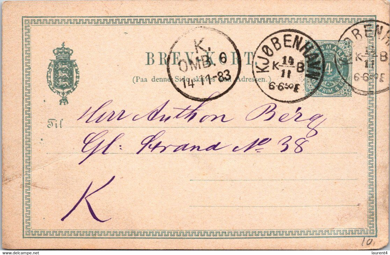 (3 C 10)  Denmark - Posted 1911 - BREVKORT - Autres & Non Classés