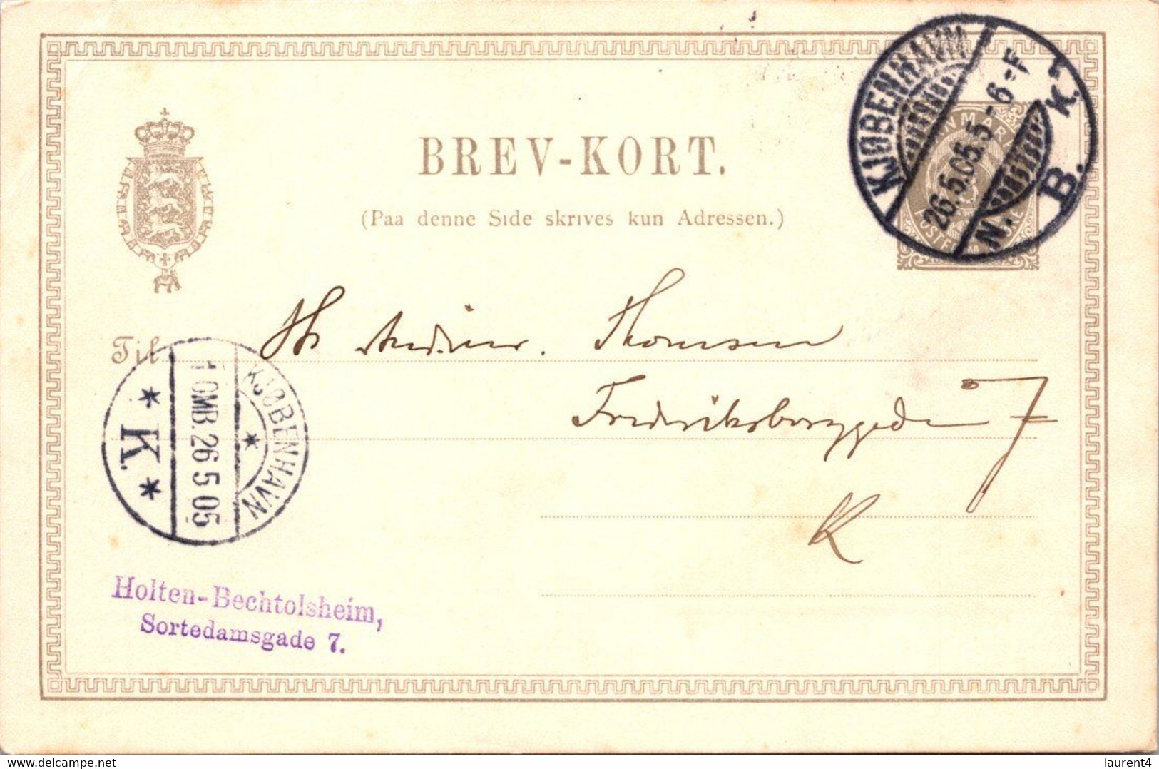 (3 C 10)  Denmark - Posted 1905 ? - BREVKORT - Otros & Sin Clasificación