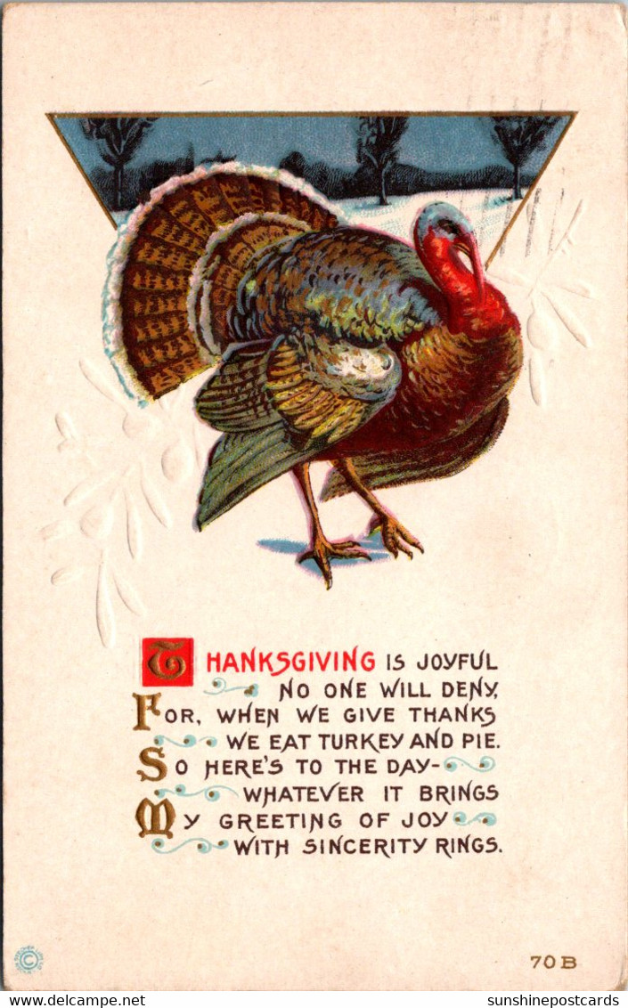 Thanksgiving Greetings With Turkey 1919 - Giorno Del Ringraziamento