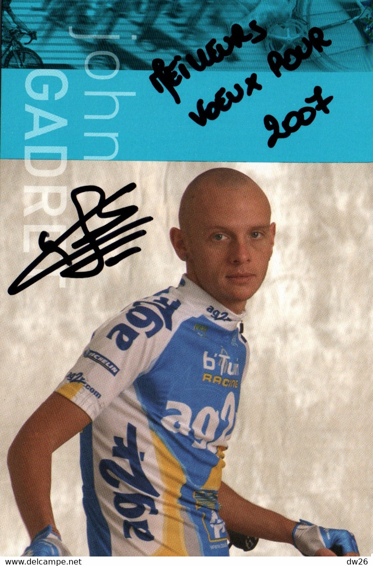 Fiche Cyclisme Avec Palmares, Dédicacée - John Gadret, Champion De France Cyclo-cross 2004 - Equipe AG2R - Sports