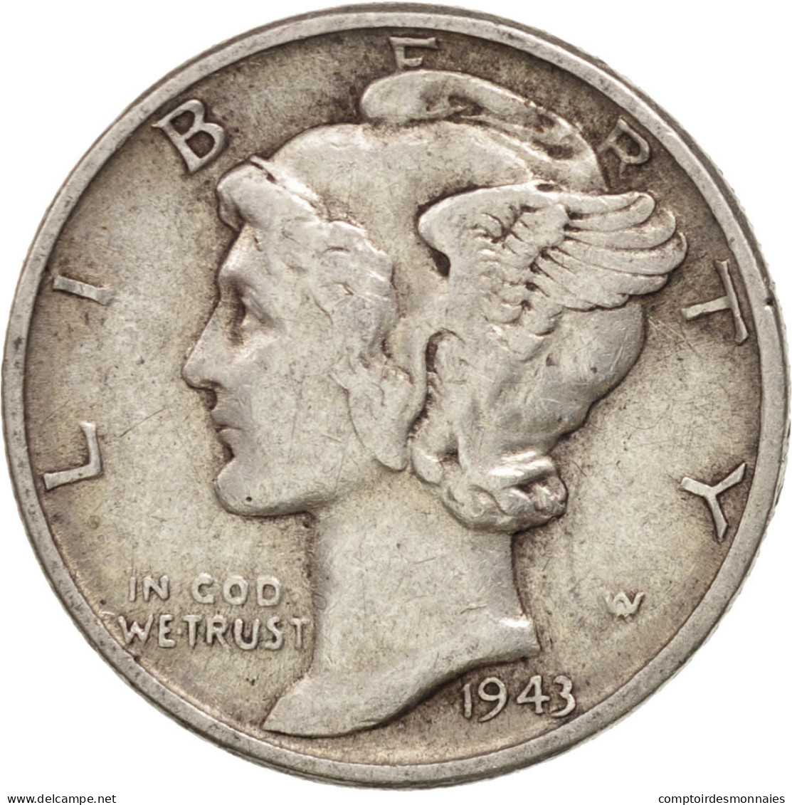 Monnaie, États-Unis, Mercury Dime, Dime, 1943, U.S. Mint, Philadelphie, TTB - 1916-1945: Mercury (Mercure)