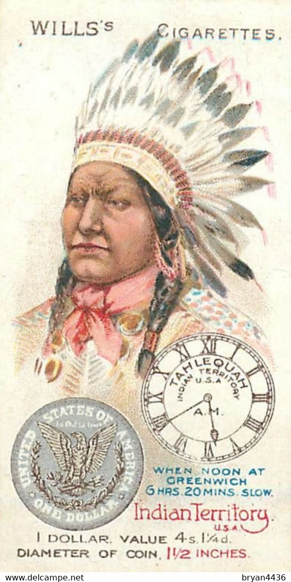 CARTE CIGARETTES  WILLS'S - " INDIAN TERRITORY " - PORTRAIT ETHNIQUE - N° 11  - TRES BON ETAT - Wills