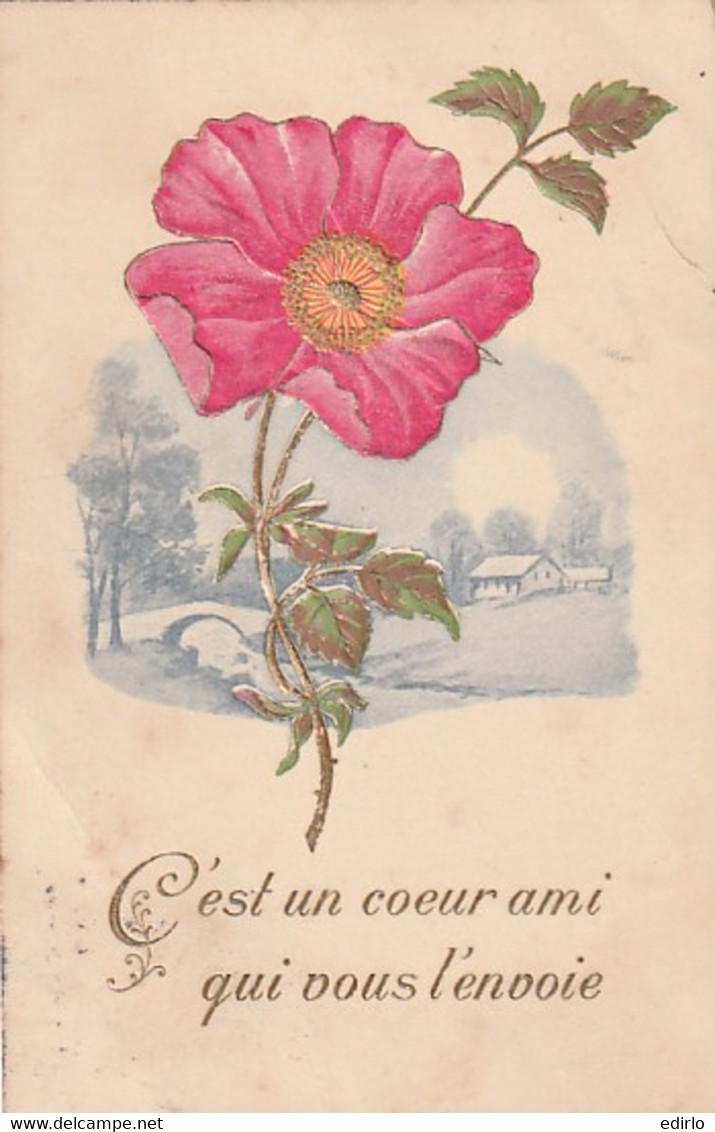 ***   ILLUSTRATEUR  *** FLEURS Par Illustrateur Relief  C'est Un Coeurami Qui Vous L'envoie  --- Précureur Timbré TTB - Antes 1900