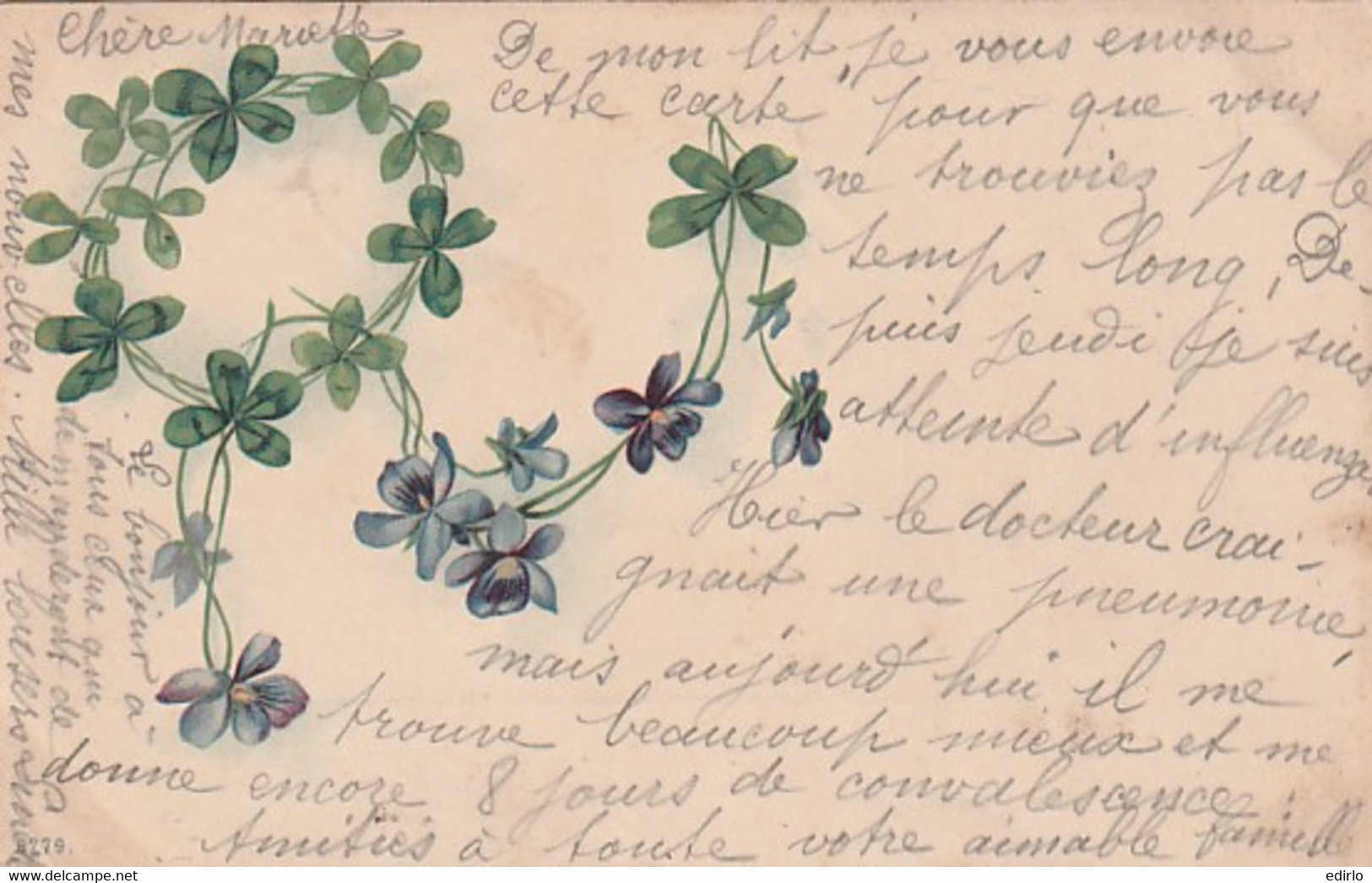 ***   ILLUSTRATEUR  *** FLEURS Par Illustrateur  Violettes   --- Précureur  TTB  Timbrée - Antes 1900