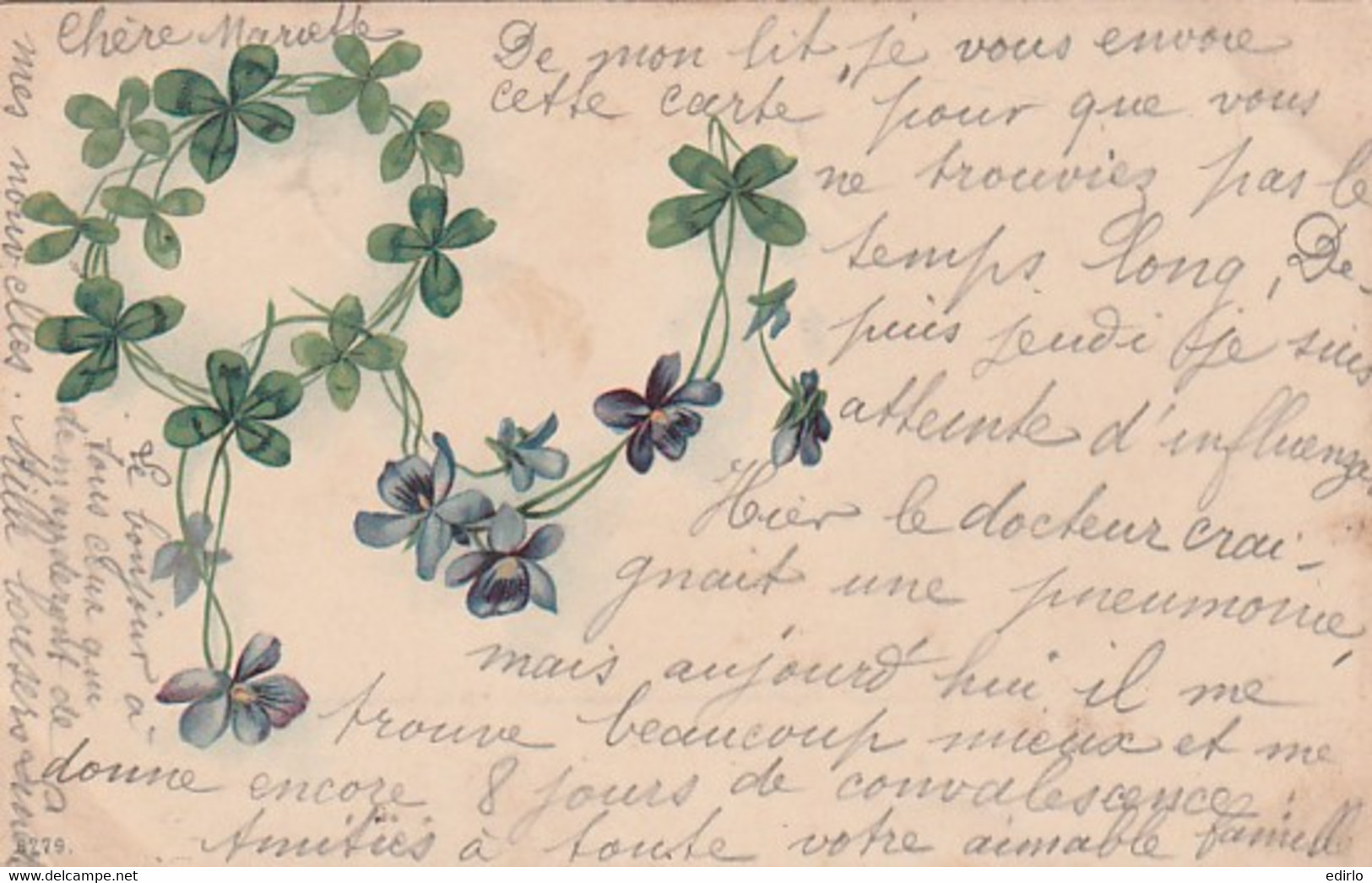 ***   ILLUSTRATEUR  *** FLEURS Par Illustrateur  Violettes   --- Précureur  TTB  Timbrée - Before 1900