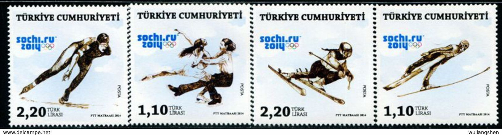 XG1623 Turkey 2014 Sochi Winter Olympics Skiing And Other 4V MNH - Unused Stamps