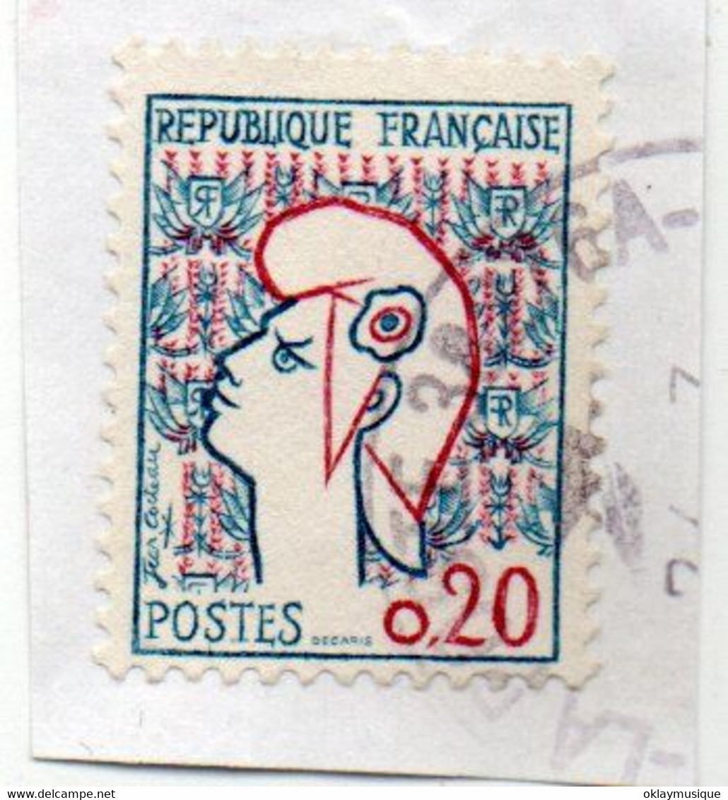 1961 N°1282  Sur Fraguement - 1961 Marianne (Cocteau)