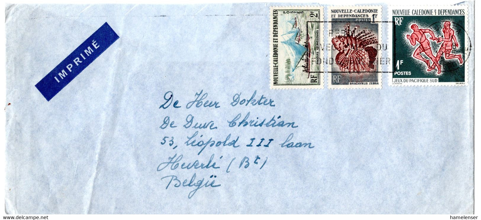 L32552 - Neukaledonien - 1965 - MiF A. LpDrucksBf. NOUMEA -> Belgien - Covers & Documents