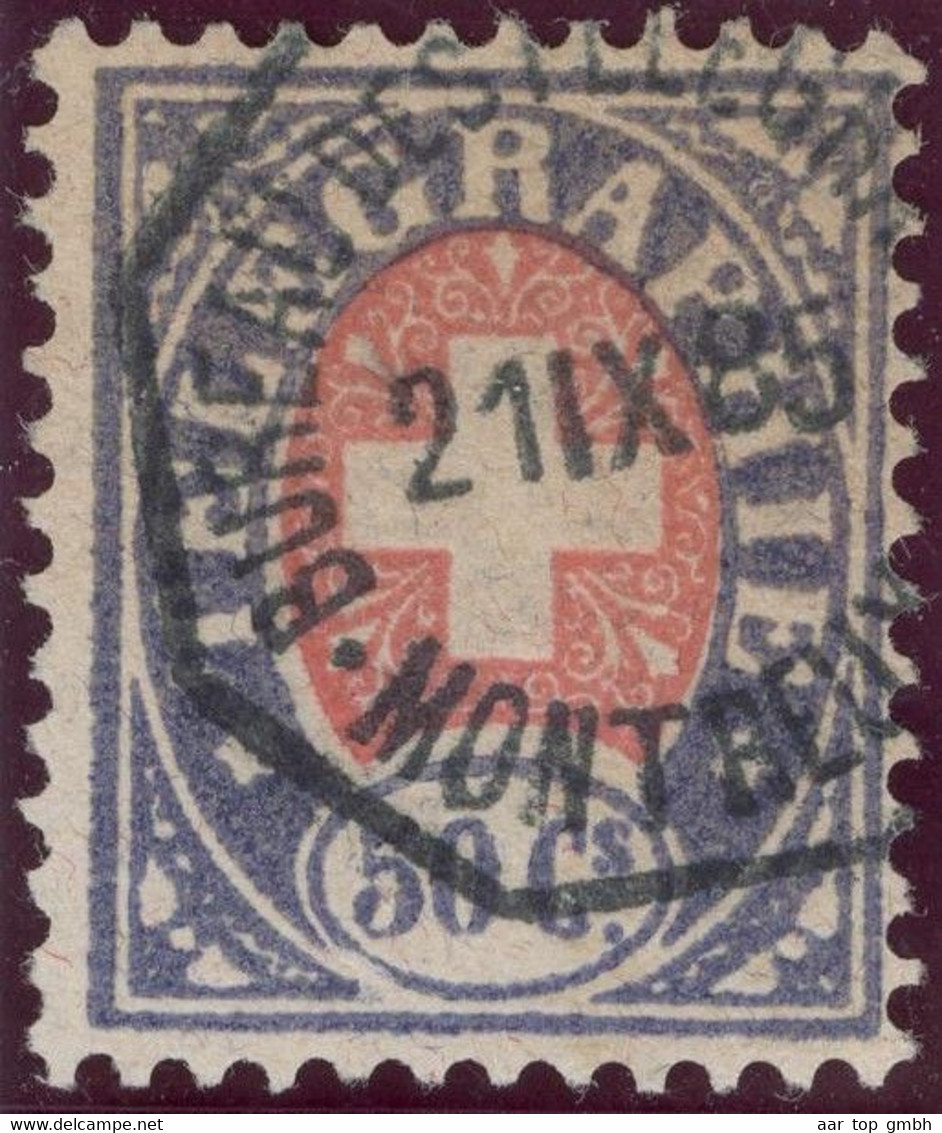 Heimat VD Montreux 1885-09-02 Telegraphen-Stempel Auf Zu#16 Telegrapfen-Marke 50 Rp. - Télégraphe