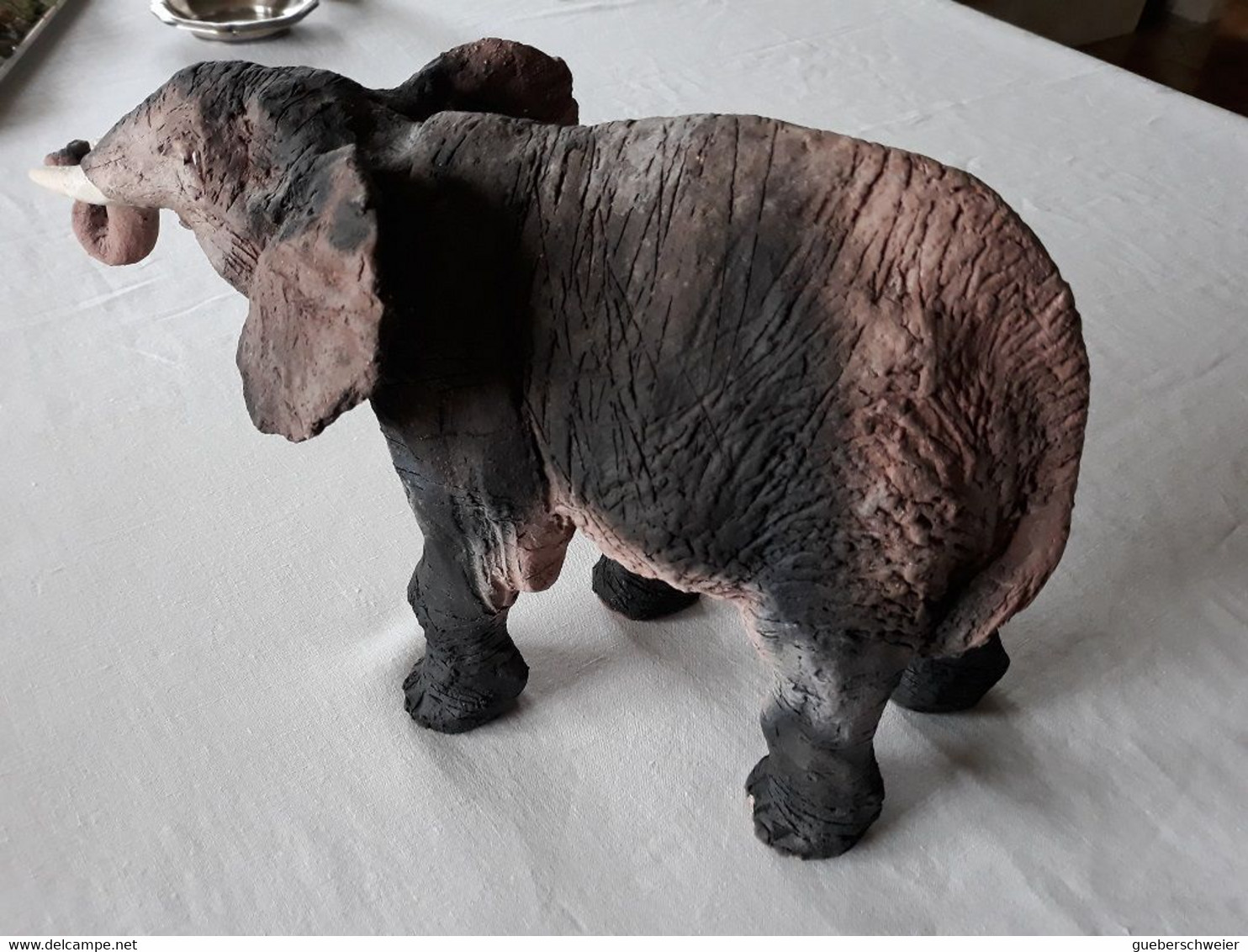 Eléphant En Terre Cuite RAKU Signé De François Marquet Pièce Unique - Sonstige & Ohne Zuordnung