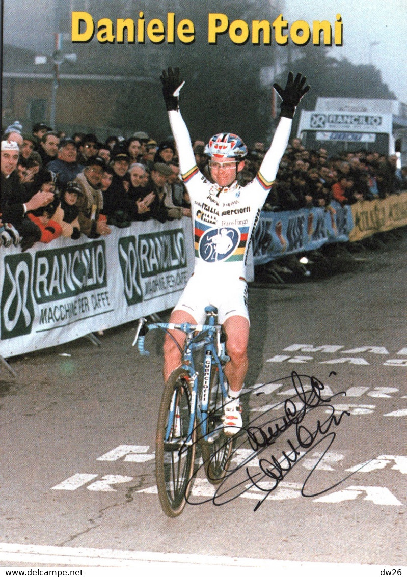 Fiche Cyclisme Dédicacée - Daniele Pontoni, Cycliste, Champion Du Monde De Cyclo-cross 1992 - Equipe Guerciotti - Sports