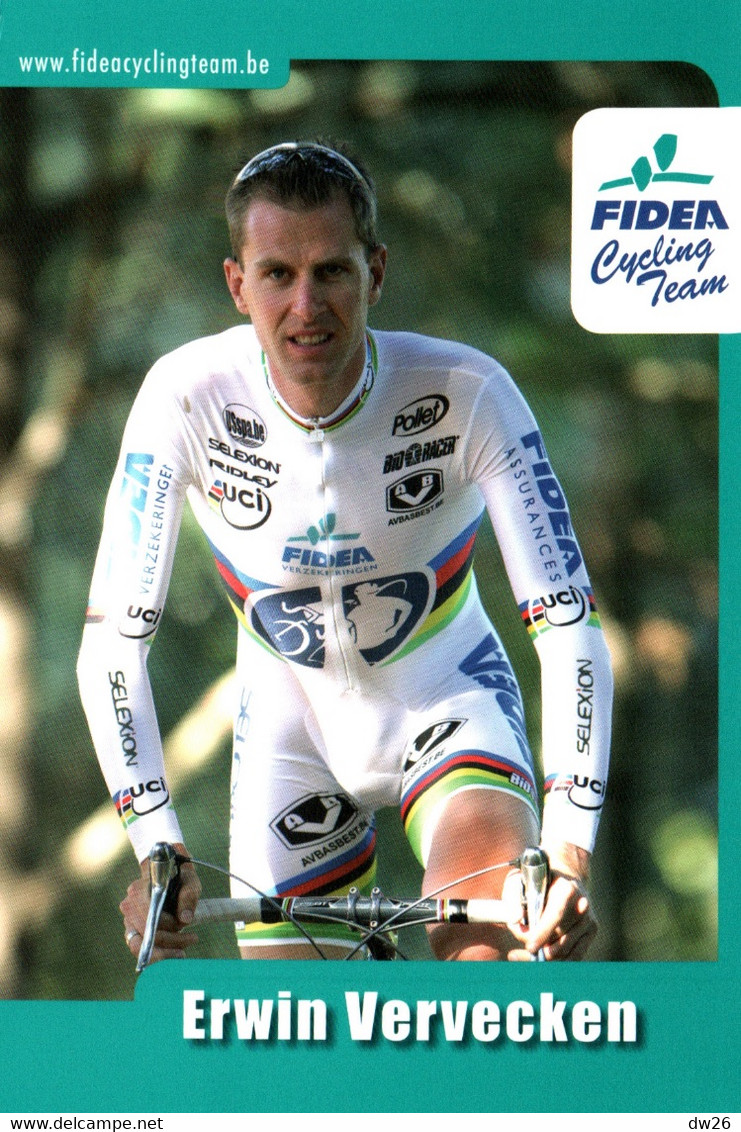 Fiche Cyclisme - Erwin Vervecken, Cycliste Belge, 3 Fois Champion Du Monde De Cyclo-cross - Equipe Fidea - Deportes