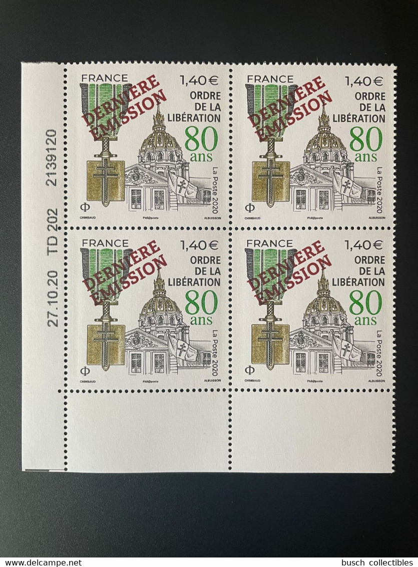 France 2021 Coin Daté Ordre De La Libération 2020 Surchargé Overprint Dernière Emission Dernières Feuilles Grand Format - Neufs