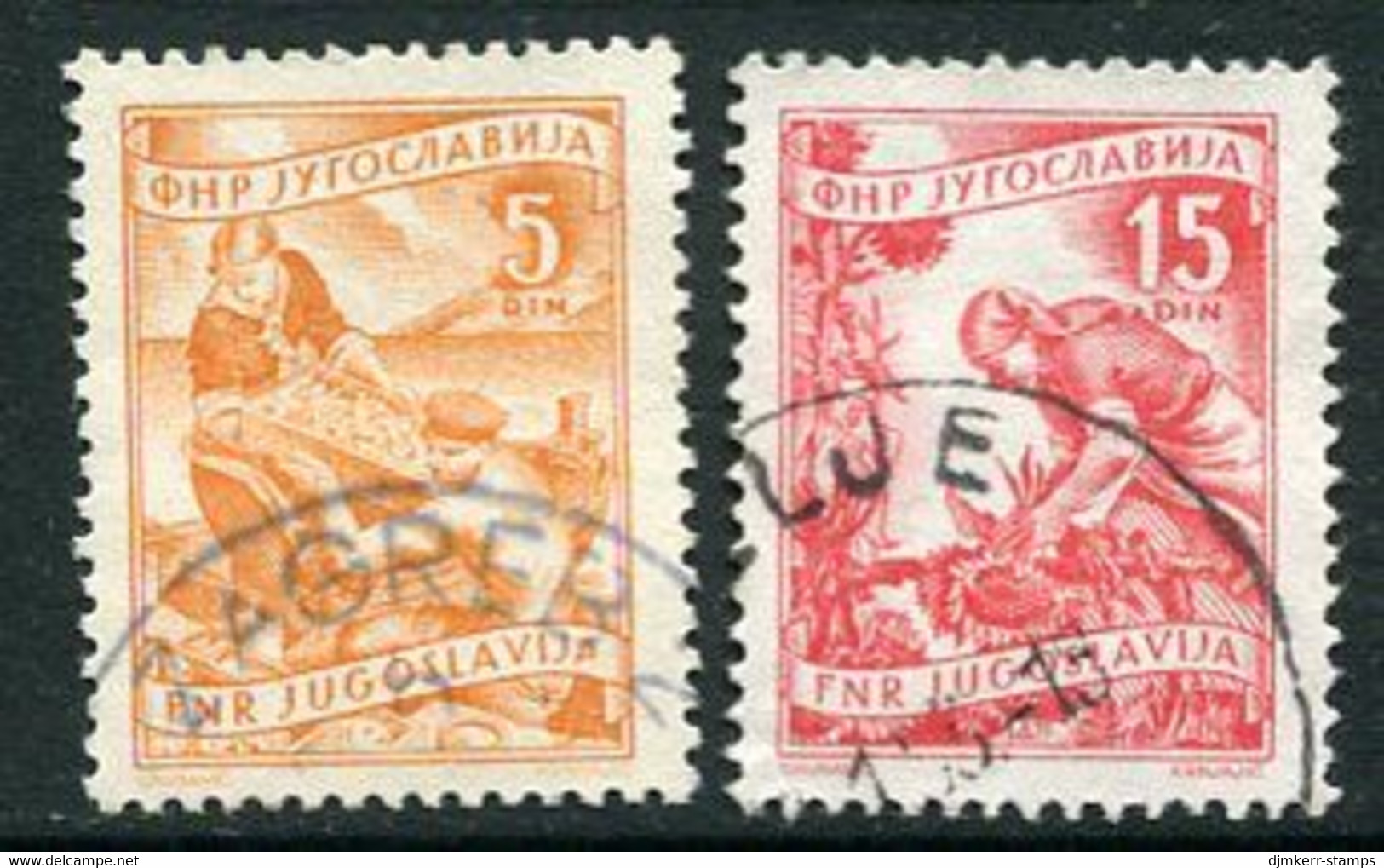 YUGOSLAVIA 1952-53 Occupations Definitive Lithographed 5 D. Adnd 15 D. Type I Used.  Michel 719 I, 723 I - Gebruikt