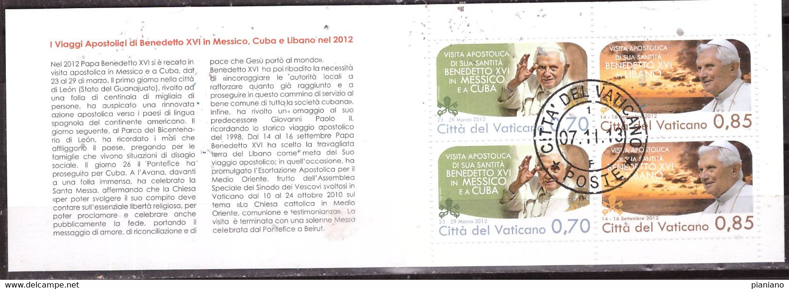 PIA . VAT - 2013 : I Viaggi Di Papa Benedetto XVI Nel Mondo, Nel 2012 : Libretto - Carnet - Booklet - (SAS L  21) - Carnets
